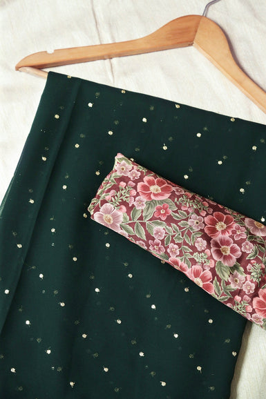 Bottle Green And Maroon saree set (2 Piece)