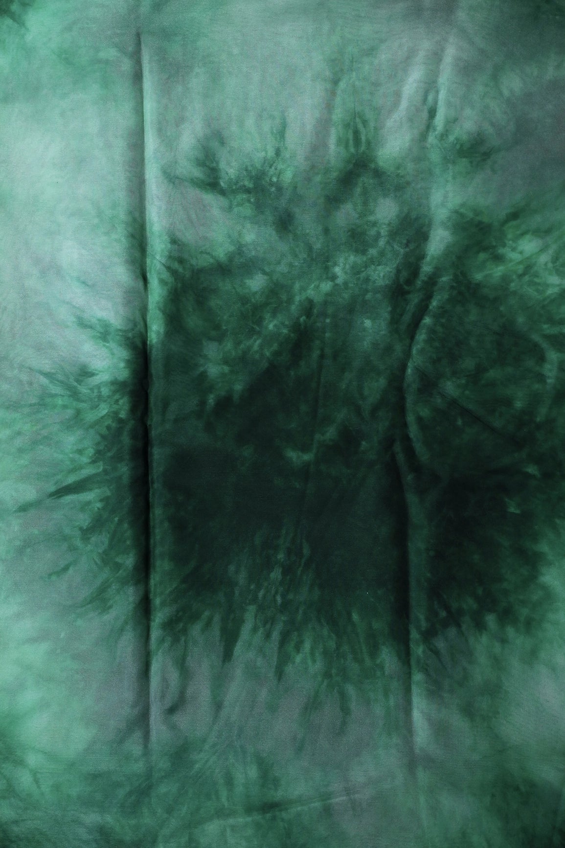 Bottle Green Tie & Dye Shibori Print On Organza Fabric - doeraa