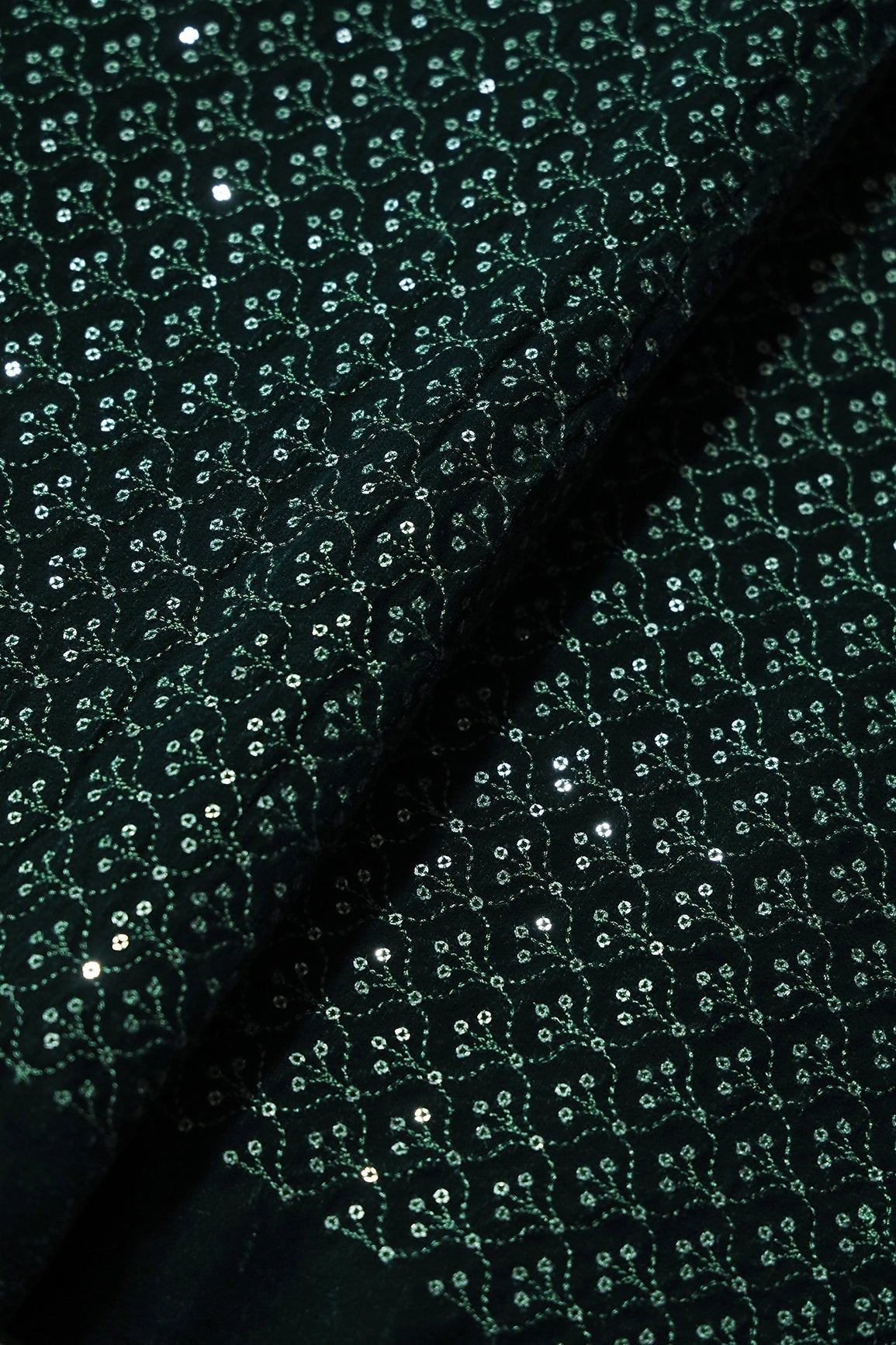 Bottle Green Unstitched Lehenga Set Fabric (3 Piece) - doeraa