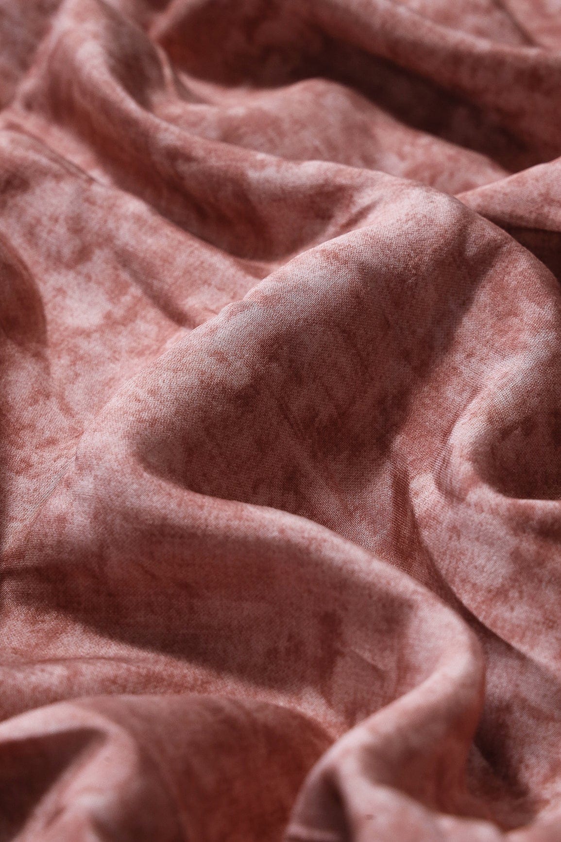 Brown And Cream Plain Texture Pattern On Viscose Chanderi Silk Fabric - doeraa
