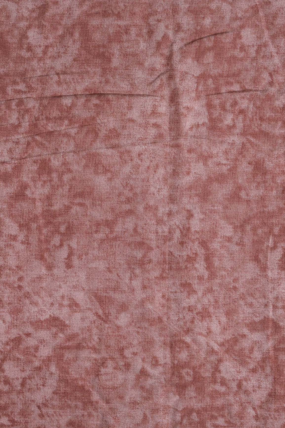 Brown And Cream Plain Texture Pattern On Viscose Chanderi Silk Fabric - doeraa