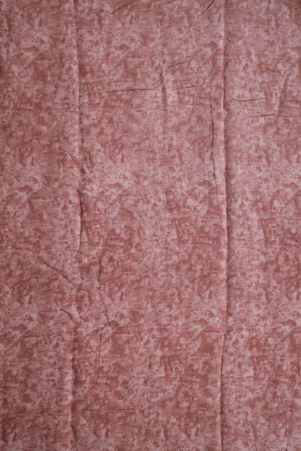 Brown And Cream Plain Texture Pattern On Viscose Chanderi Silk Fabric - doeraa