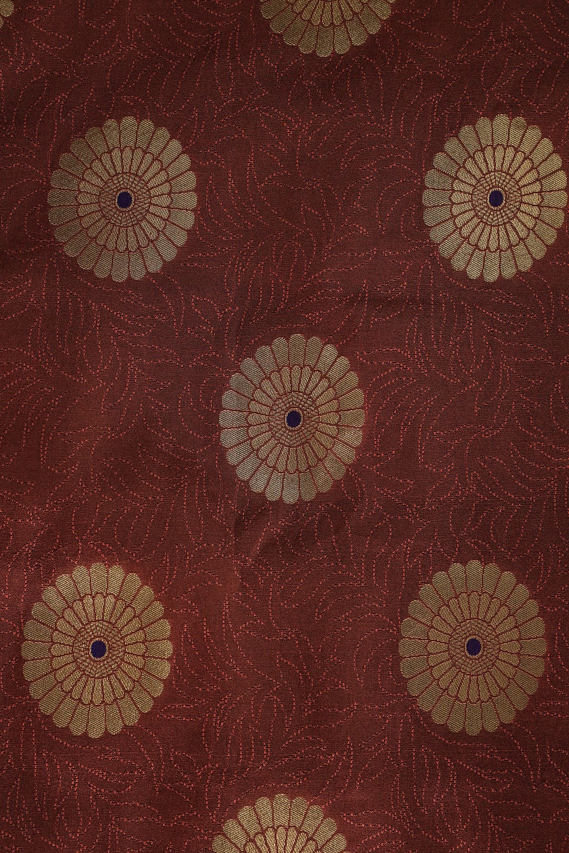 Brown and Gold Motif Banarasi Brocade Fabric - doeraa