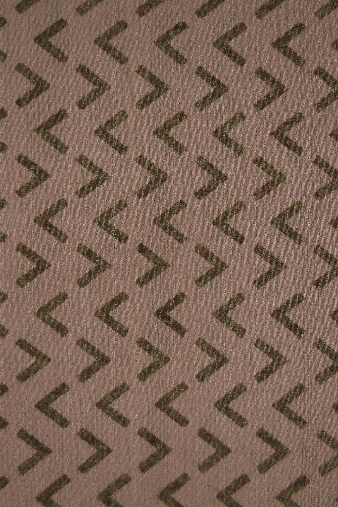 Brown Arrow Digital Print on Tussar Satin Fabric - doeraa