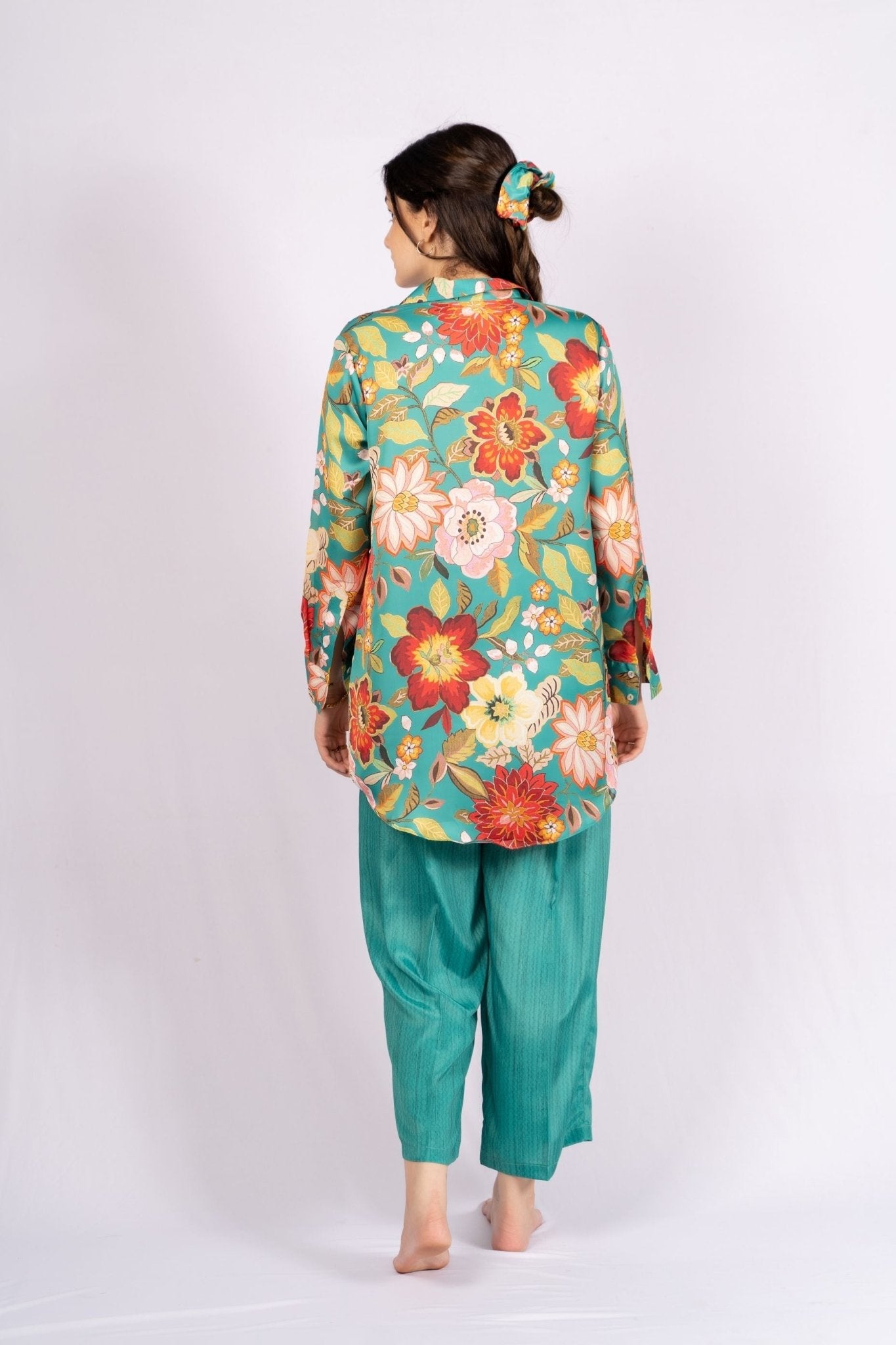 Chroma Floral Satin Co - ord Set - doeraa