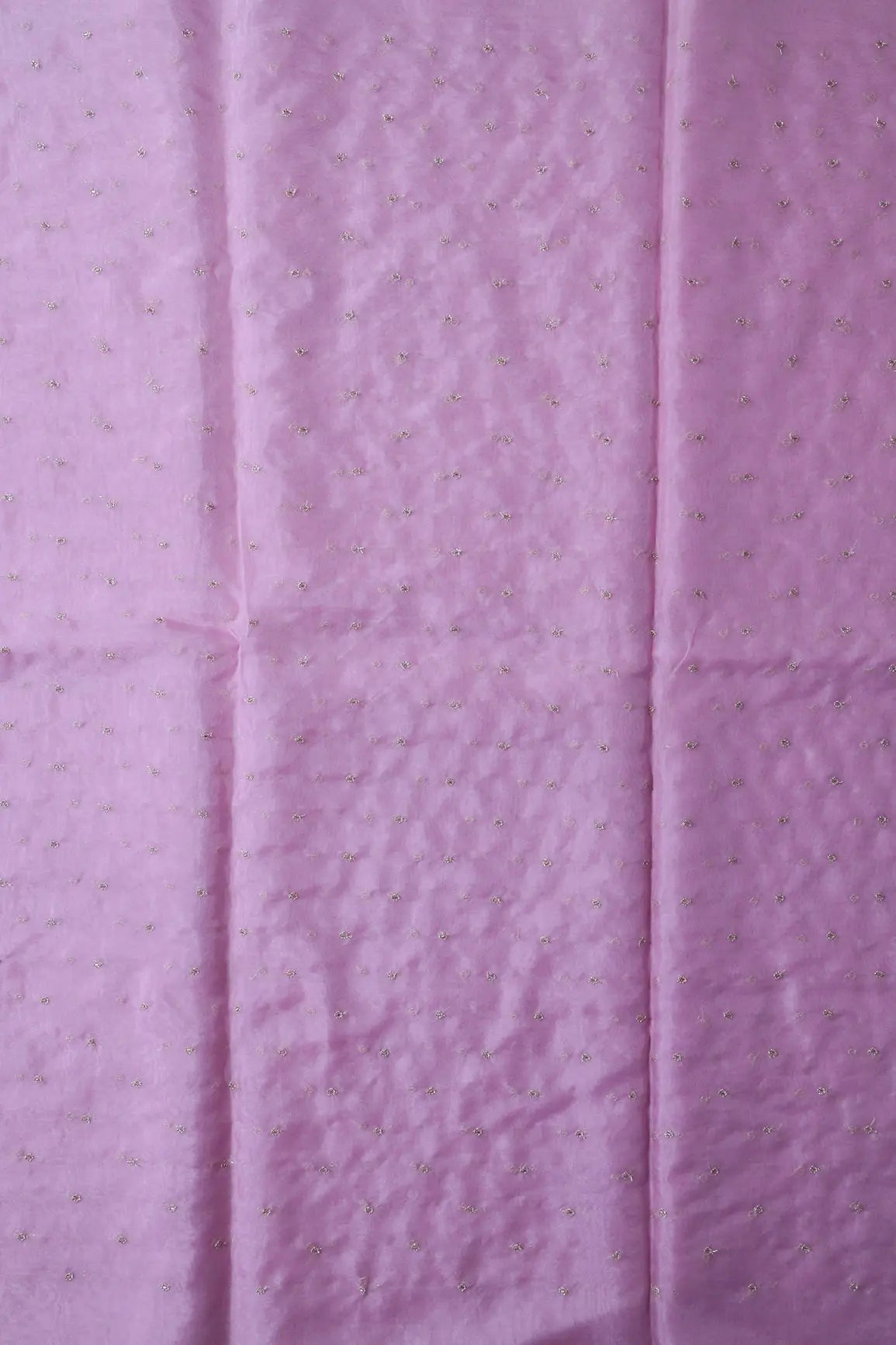 Cut Dana Beads With Zari Small Motif Embroidery On Pink Organza Fabric - doeraa