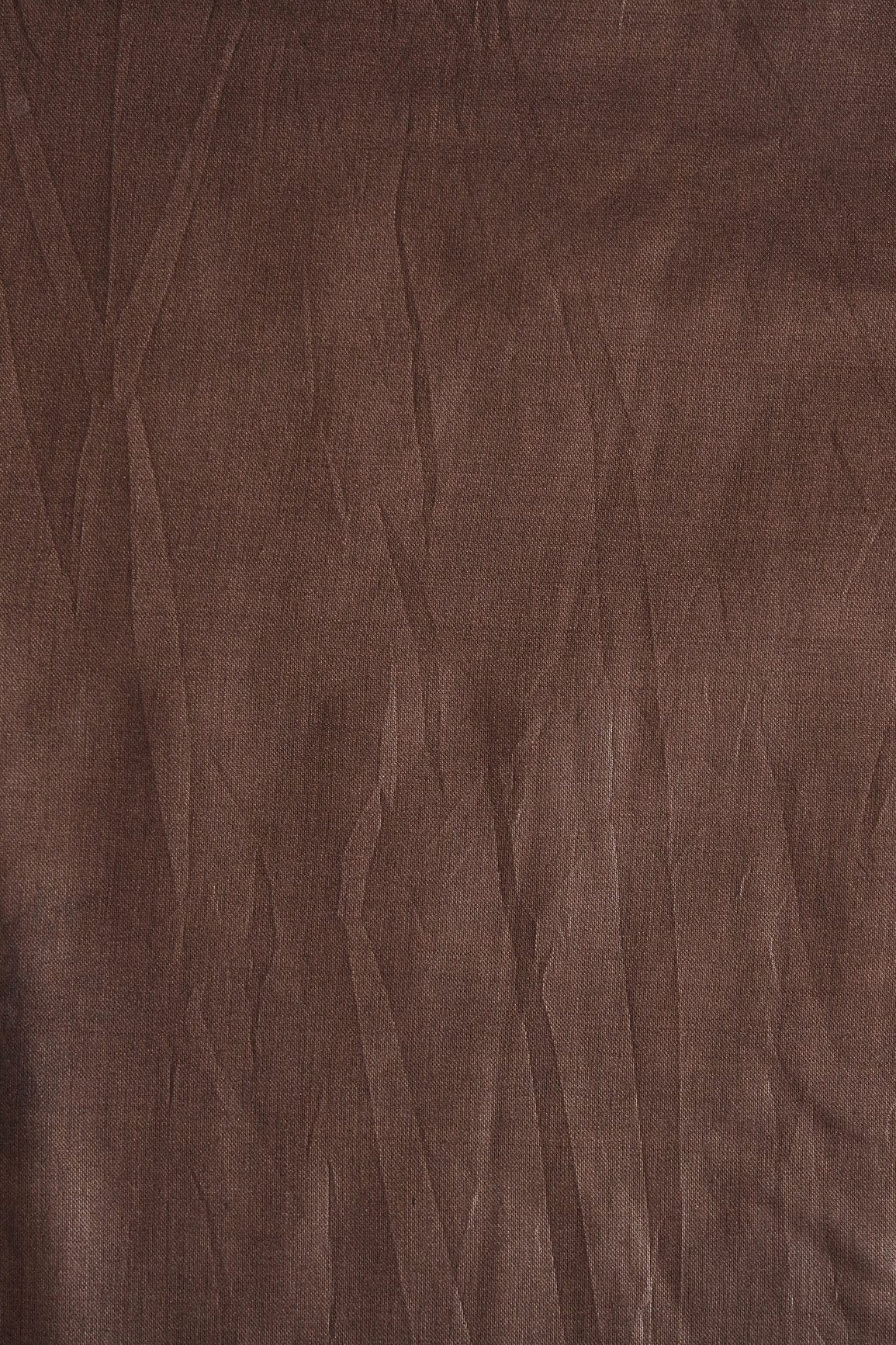 Dark Brown Dyed Viscose Chanderi Silk Fabric - doeraa