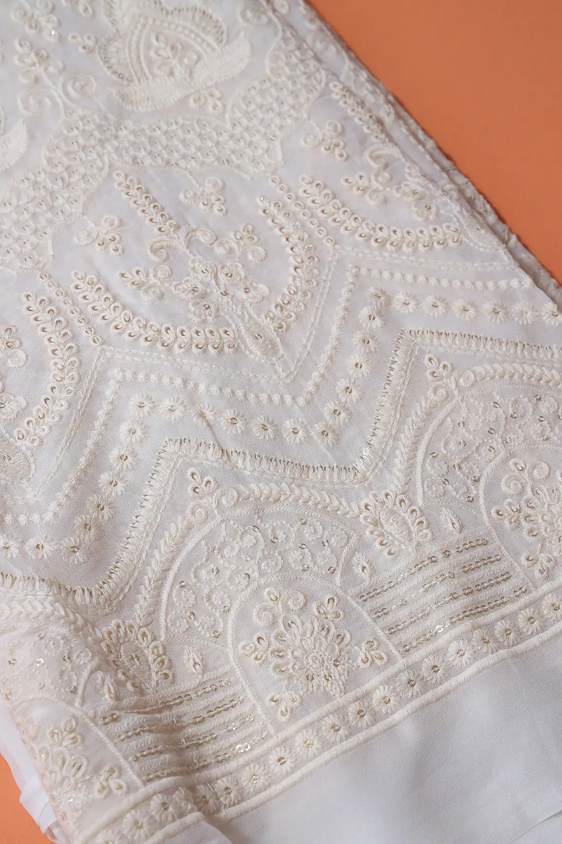 Dyeable Lucknowi Unstitched Pure Viscose Georgette Suit Set (3 piece) - doeraa