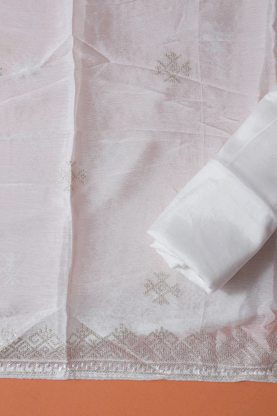 Dyeable Lucknowi Unstitched Pure Viscose Georgette Suit Set (3 piece) - doeraa