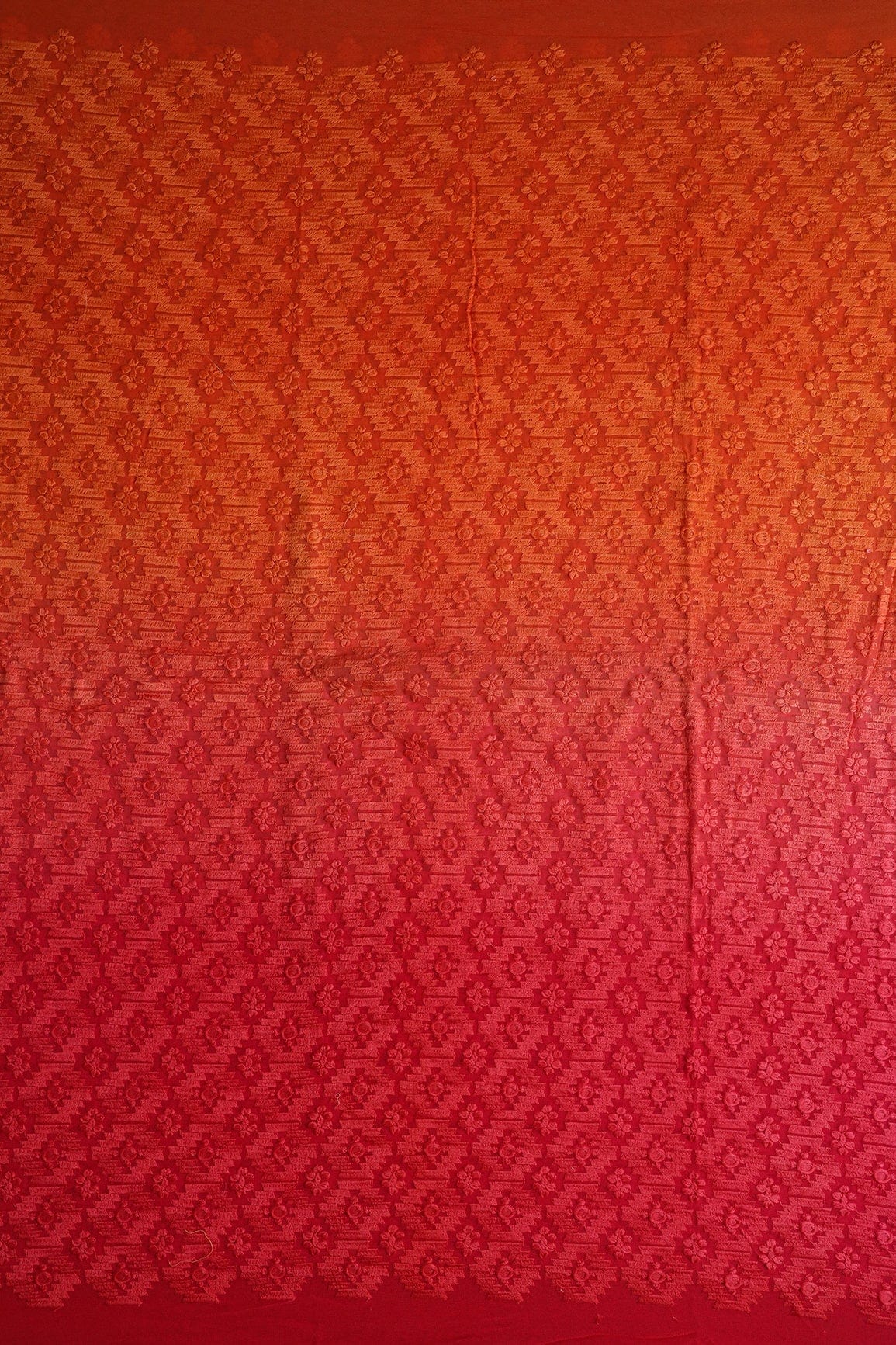 doeraa Embroidery Fabrics 2.50 Meter Cut Piece Of Multi Thread Floral Embroidery On Multi Color Viscose Georgette Fabric