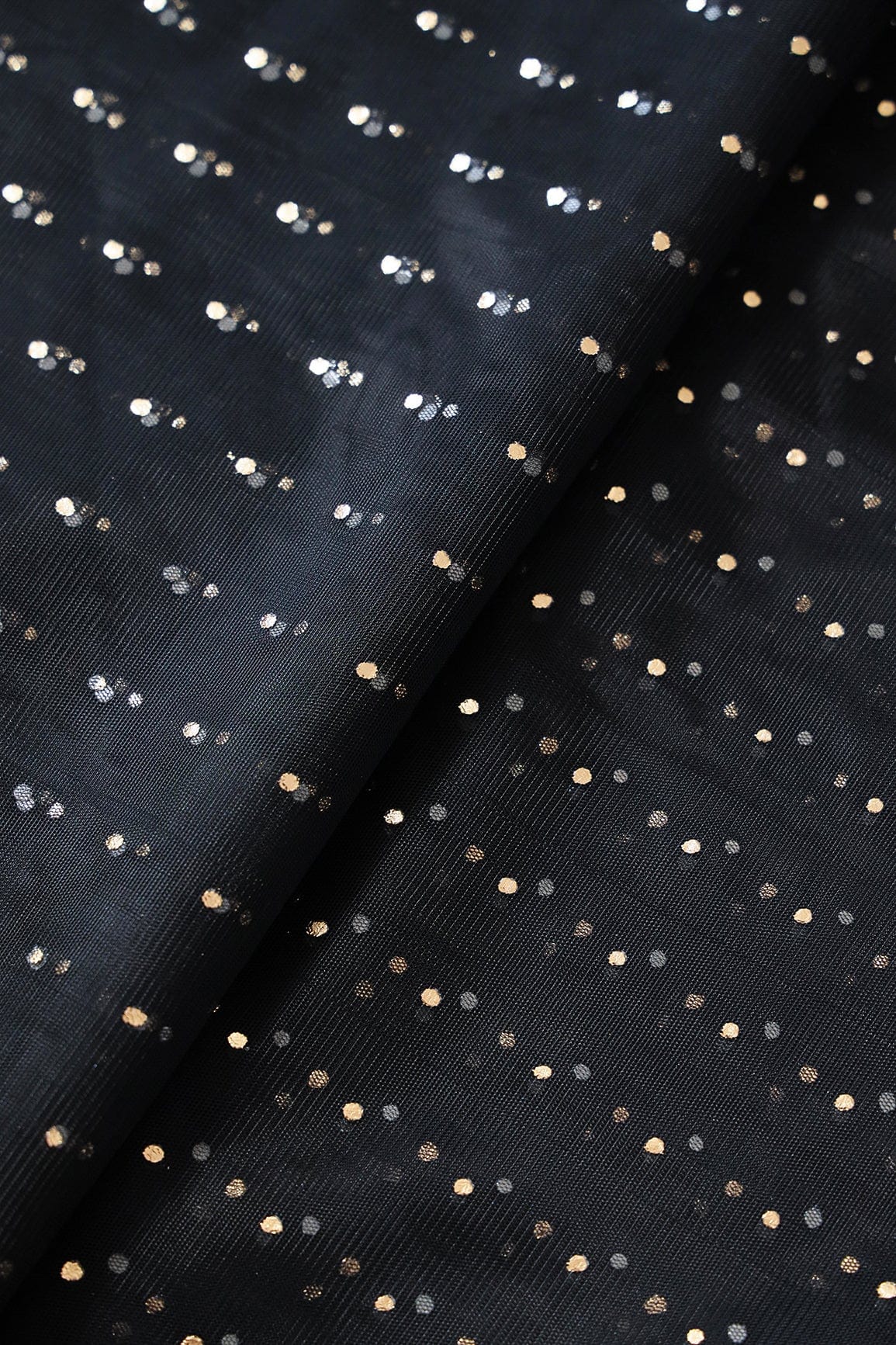doeraa Embroidery Fabrics Black Golden Dew Drops Soft Net Fabric