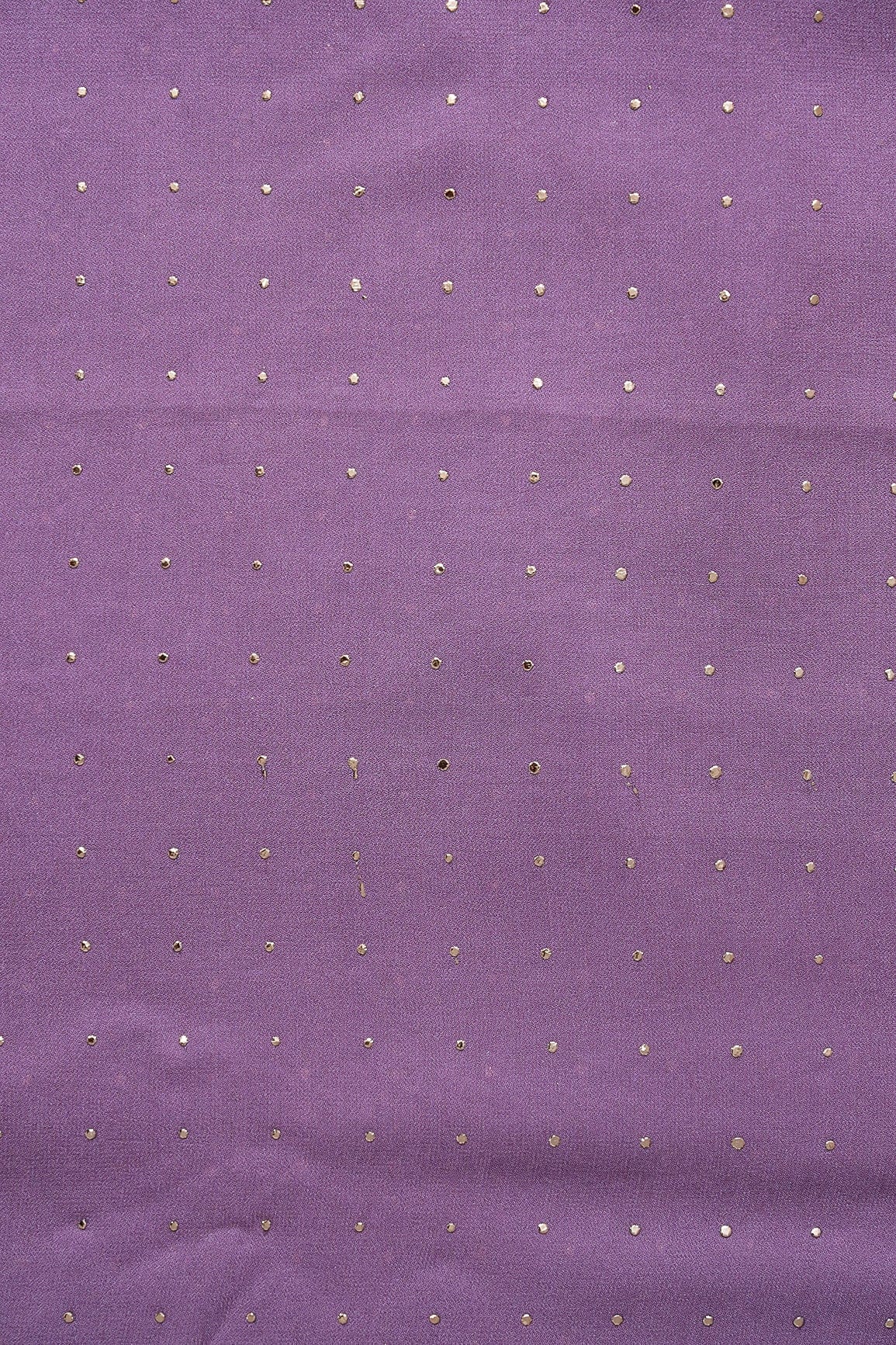 doeraa Embroidery Fabrics Viola Purple Golden Dew Drops Viscose Georgette Fabric