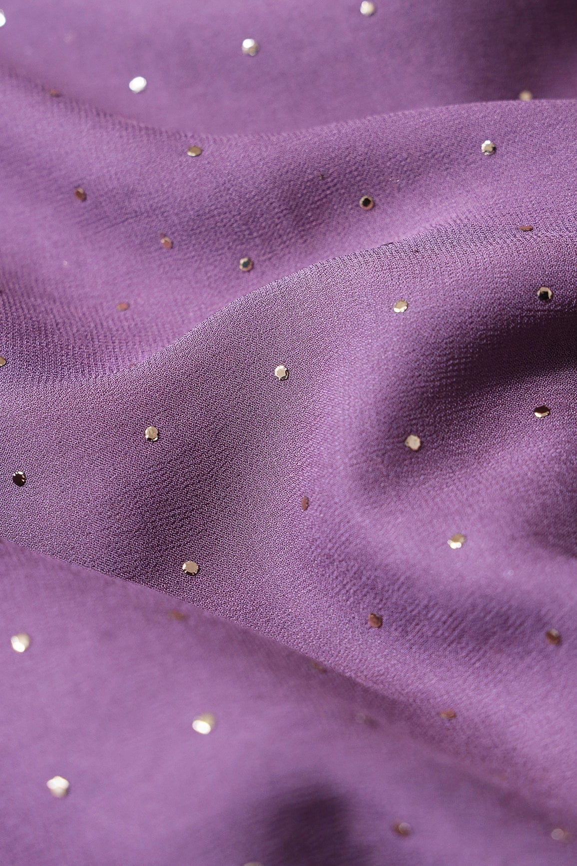 doeraa Embroidery Fabrics Viola Purple Golden Dew Drops Viscose Georgette Fabric