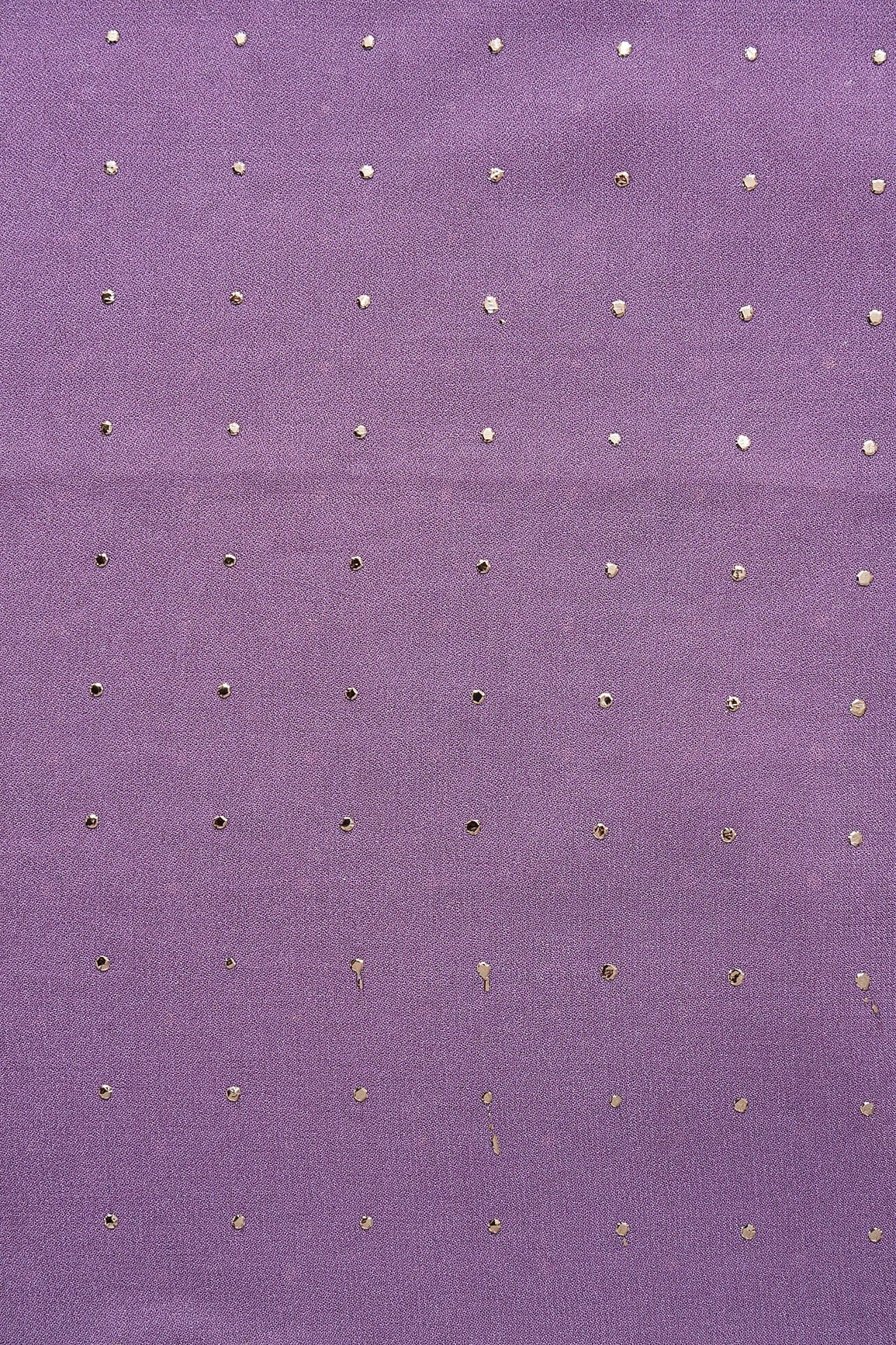 doeraa Embroidery Fabrics Viola Purple Golden Dew Drops Viscose Georgette Fabric