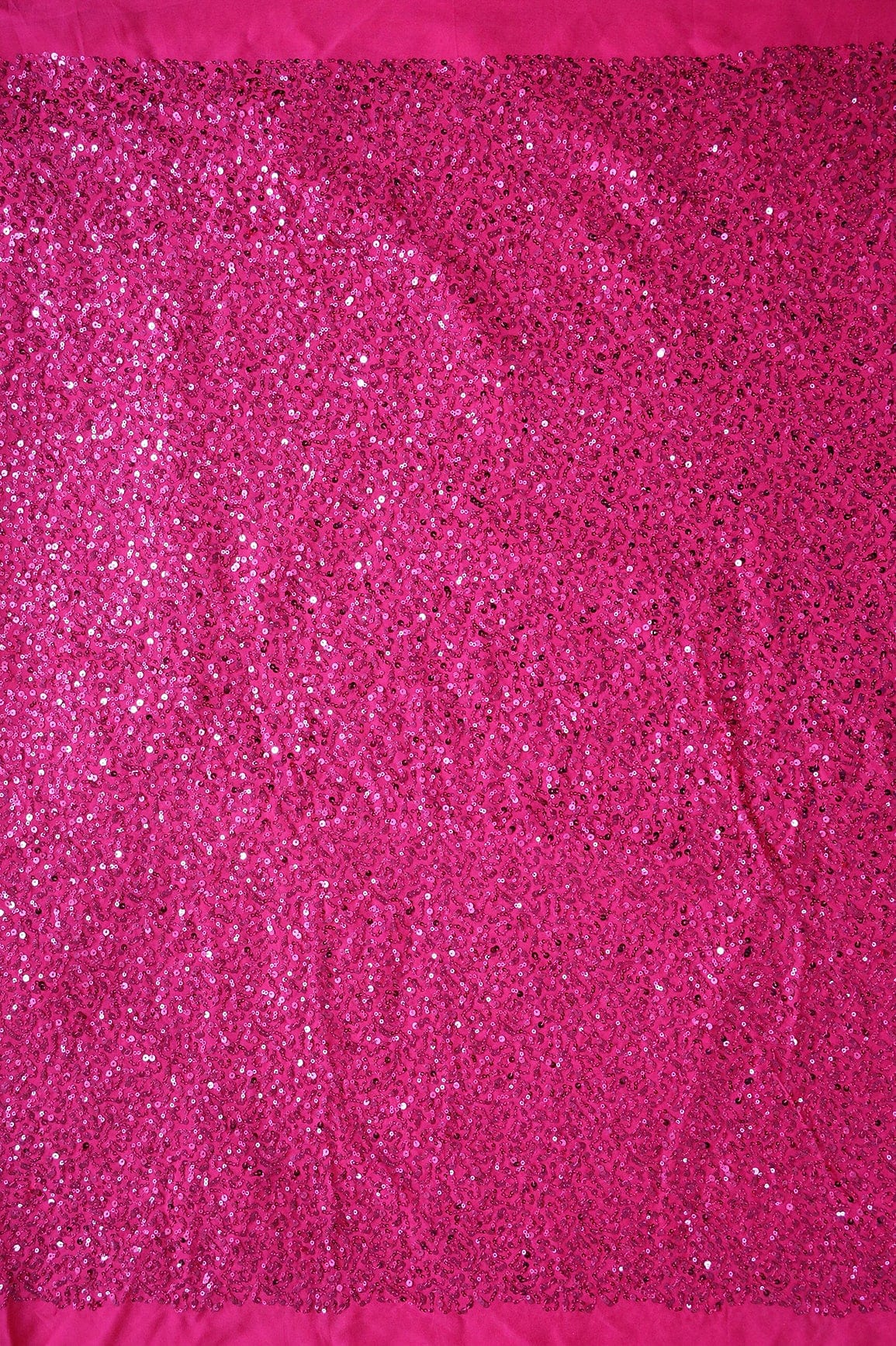 Exclusive All Over Sequins Embroidery On Fuchsia Viscose Georgette Fabric - doeraa