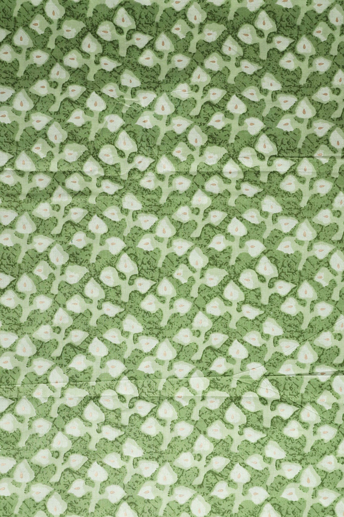 Fern Green And Mint Green Floral Print On Pure Cotton Fabric - doeraa