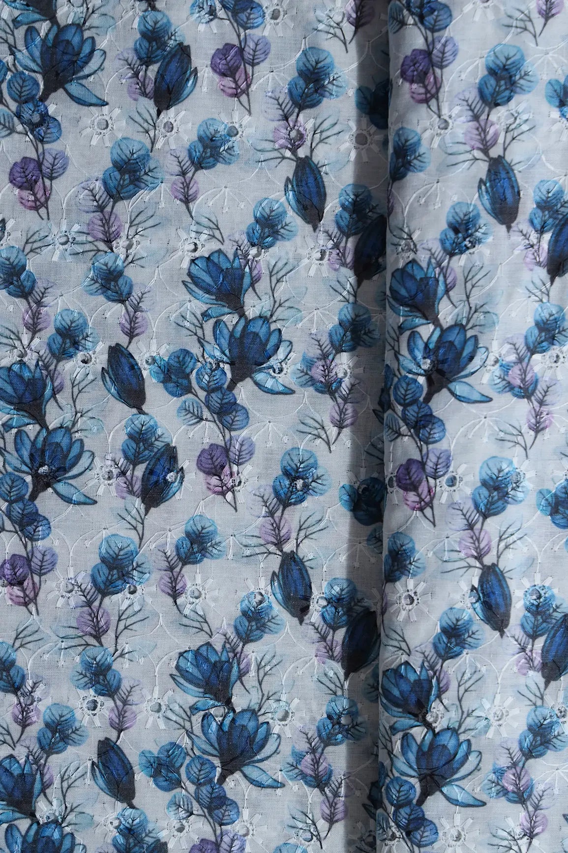 Floral Digital Print On Hakoba Cotton Embroidery Fabric - doeraa