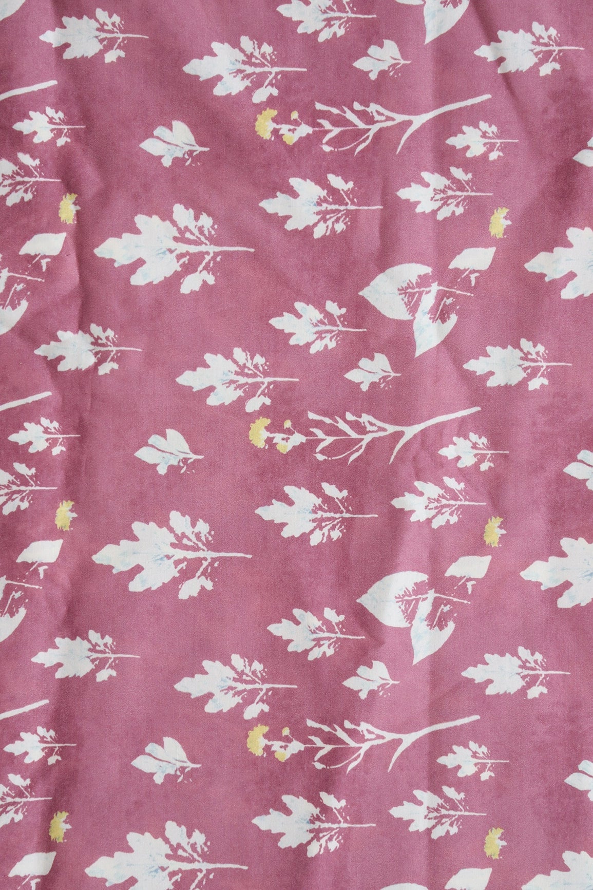 Floral Motif Digital Print Design On Dusty Rose Pink Linen Satin Fabric - doeraa