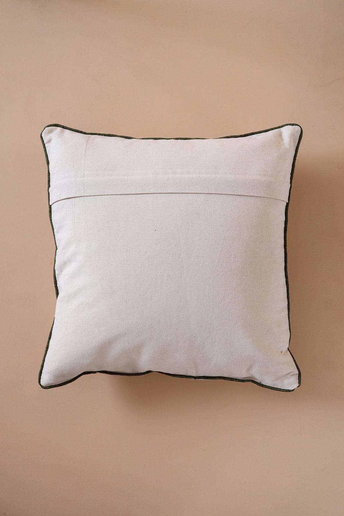 Floral Pattern Embroidery on off white cotton Cushion Cover (16*16 inches) - doeraa