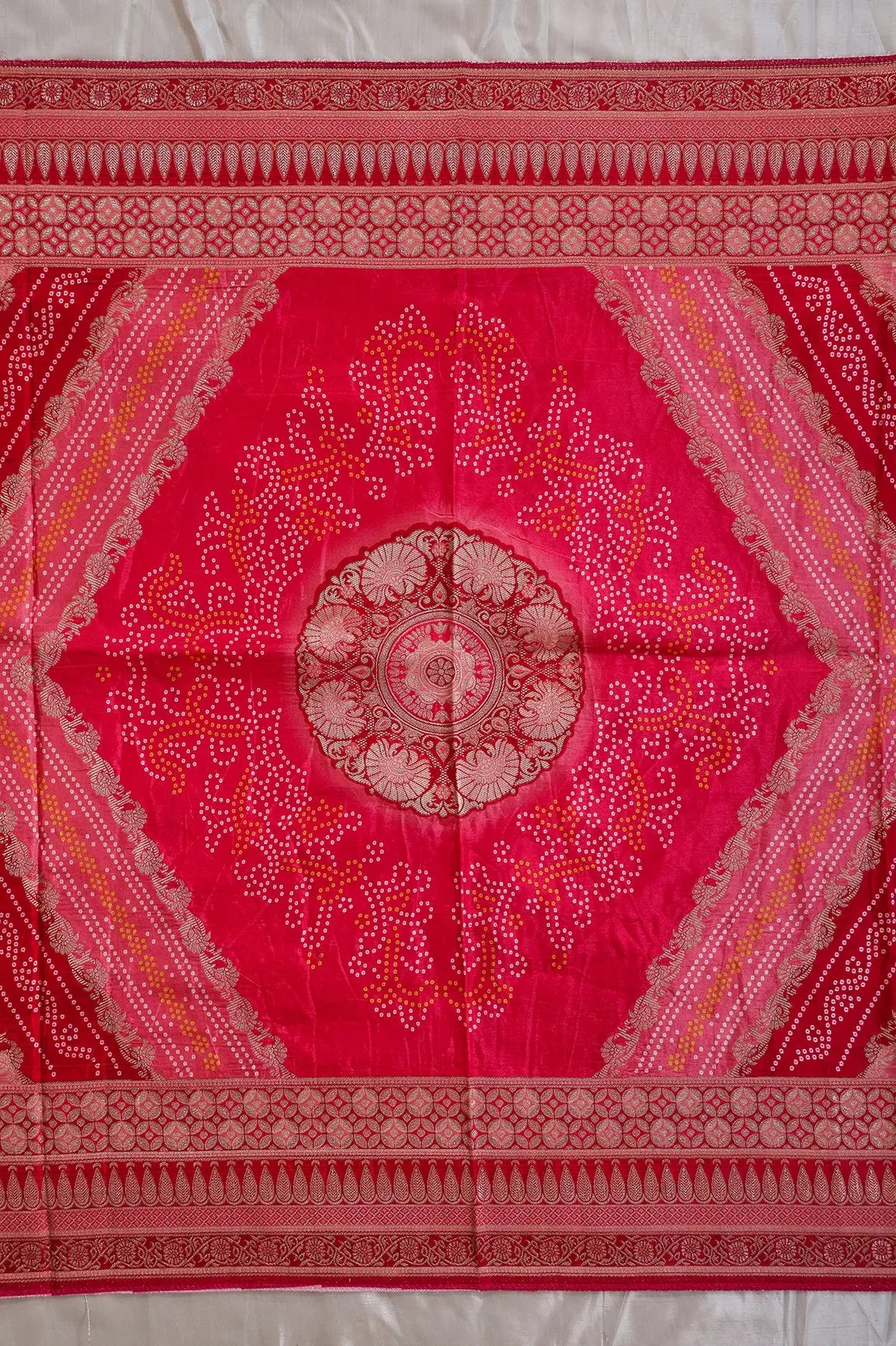 Fuchsia Pure Viscose Dola Silk Jacquard Print Dupatta - doeraa