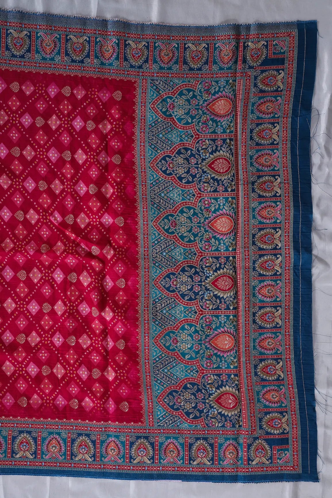 Fuchsia Pure Viscose Dola Silk Jacquard Print Dupatta - doeraa
