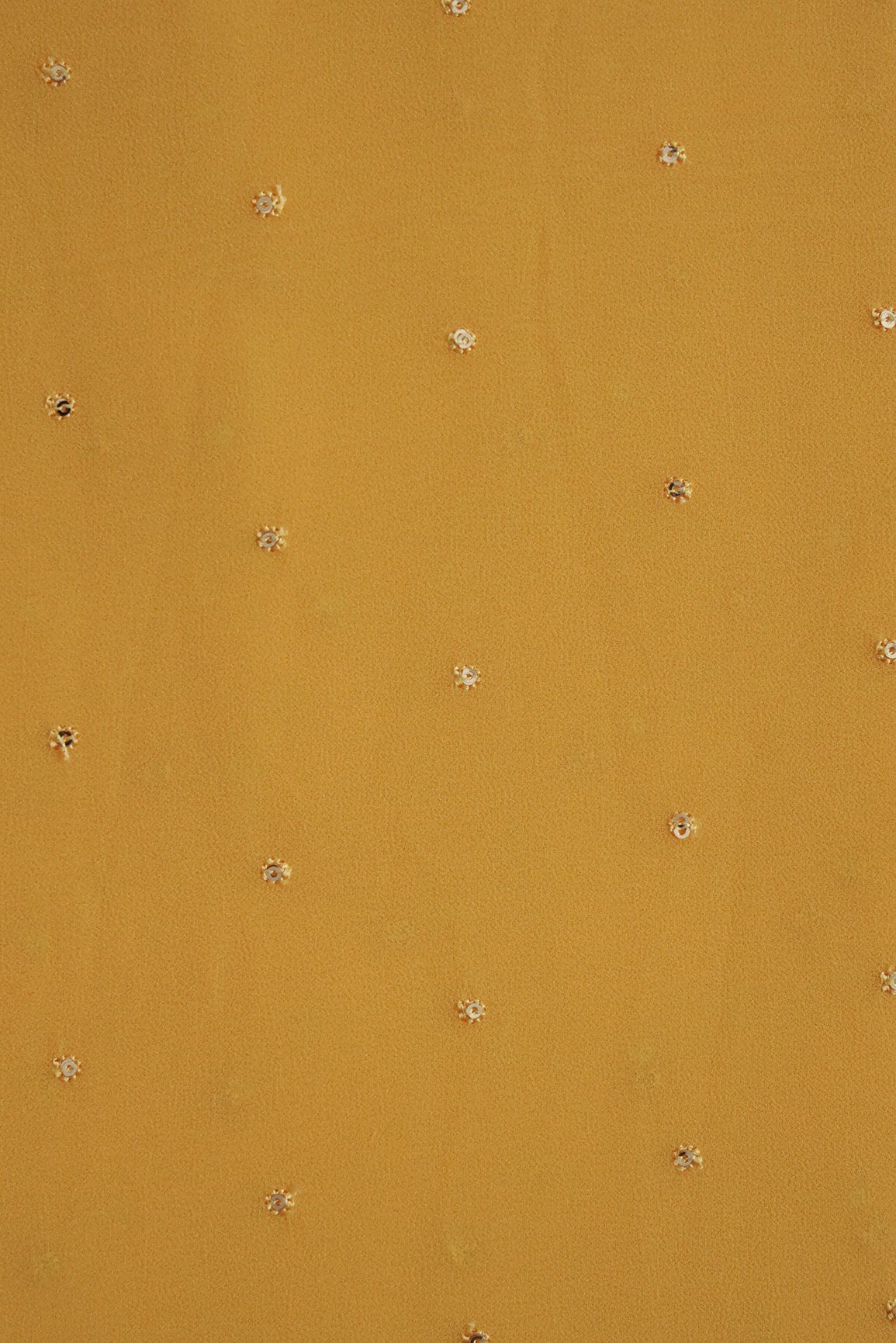 Gold Sequins Small Motif Embroidery Work On Yellow Georgette Fabric - doeraa