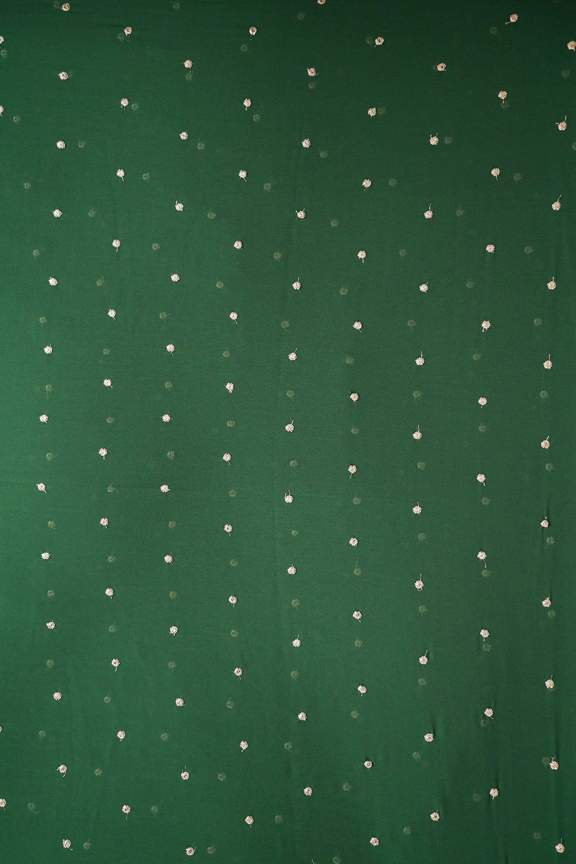 Gold Sequins With Gold Zari Small Motif Embroidery Work On Parrot Green Georgette Fabric - doeraa