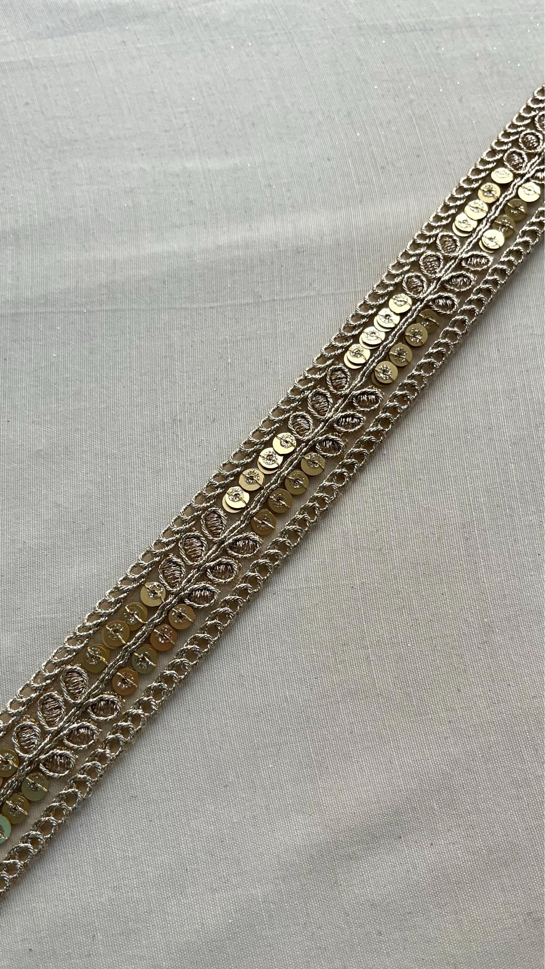 Gold Zari With Gold Sequins Embroidered Lace (9 Meters) - doeraa