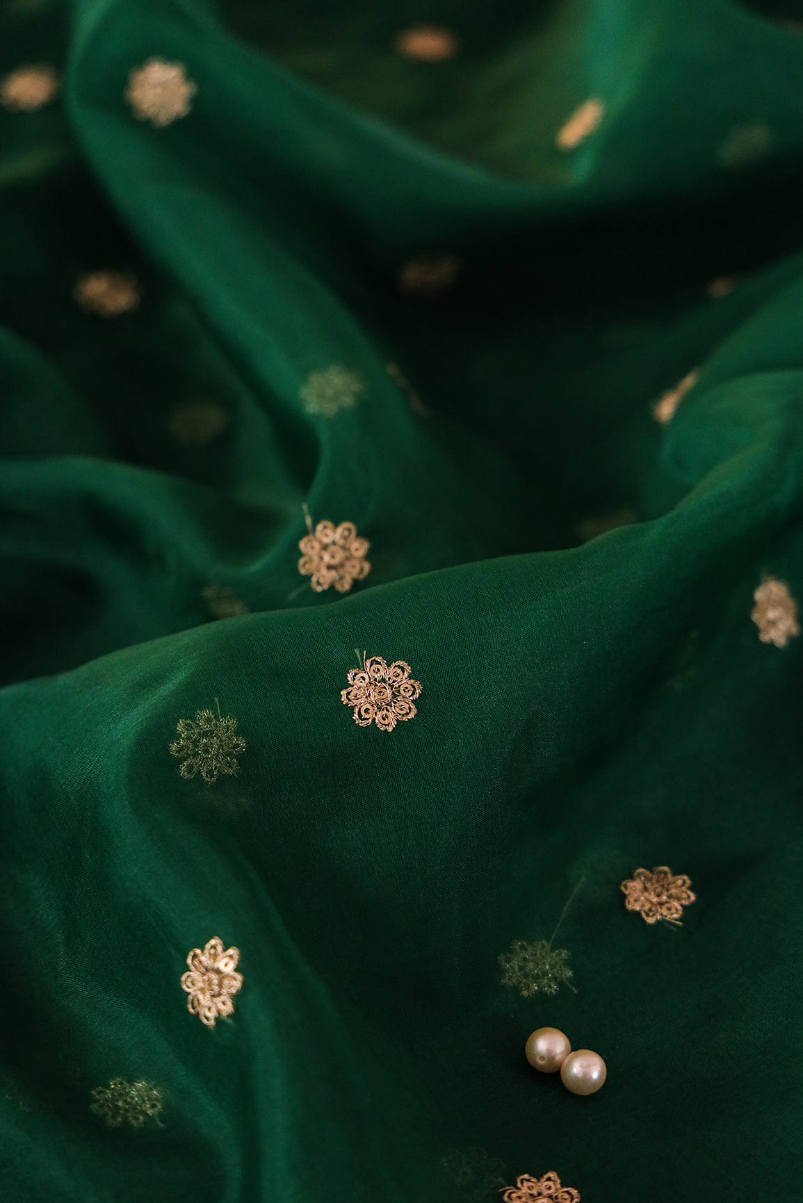 Green And Bottle Green Unstitched Lehenga Set Fabric (3 Piece) - doeraa