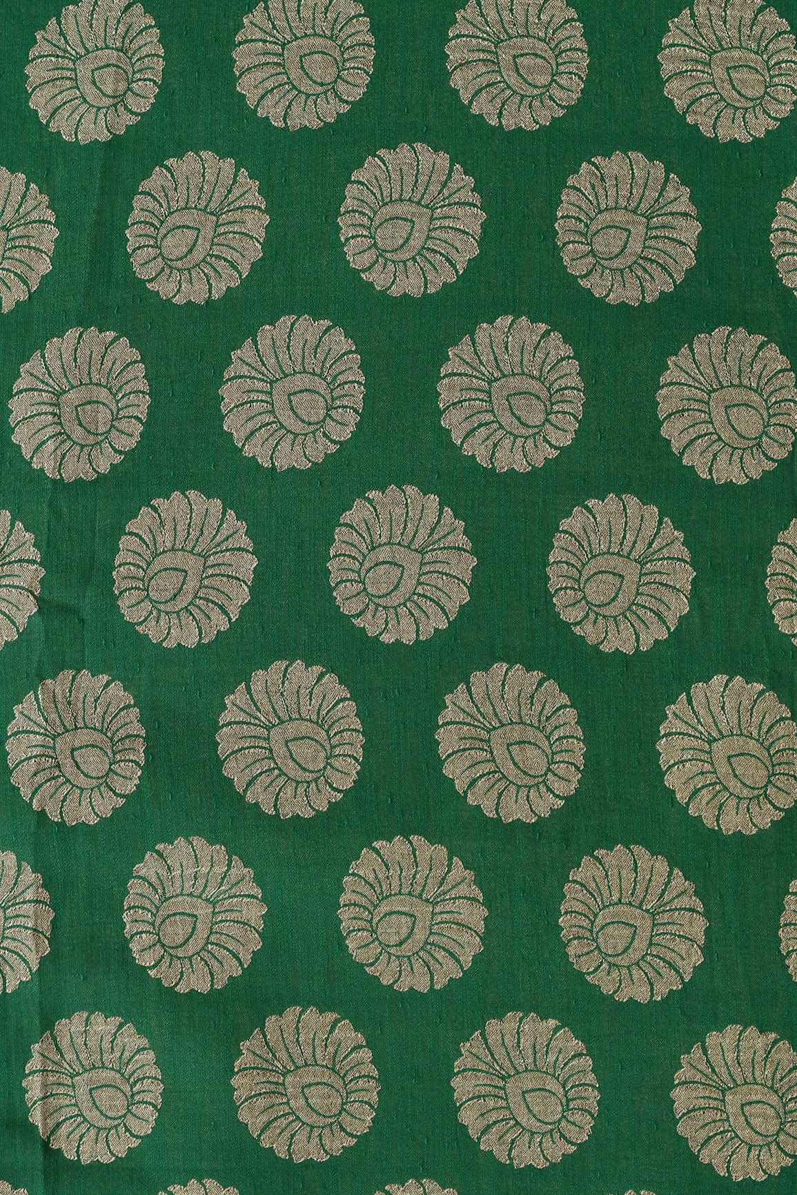 Green Ethnic Butta Pure Taspa Zari Banarasi Jacquard Fabric - doeraa