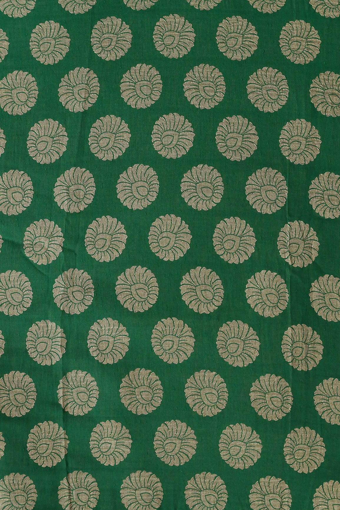 Green Ethnic Butta Pure Taspa Zari Banarasi Jacquard Fabric - doeraa