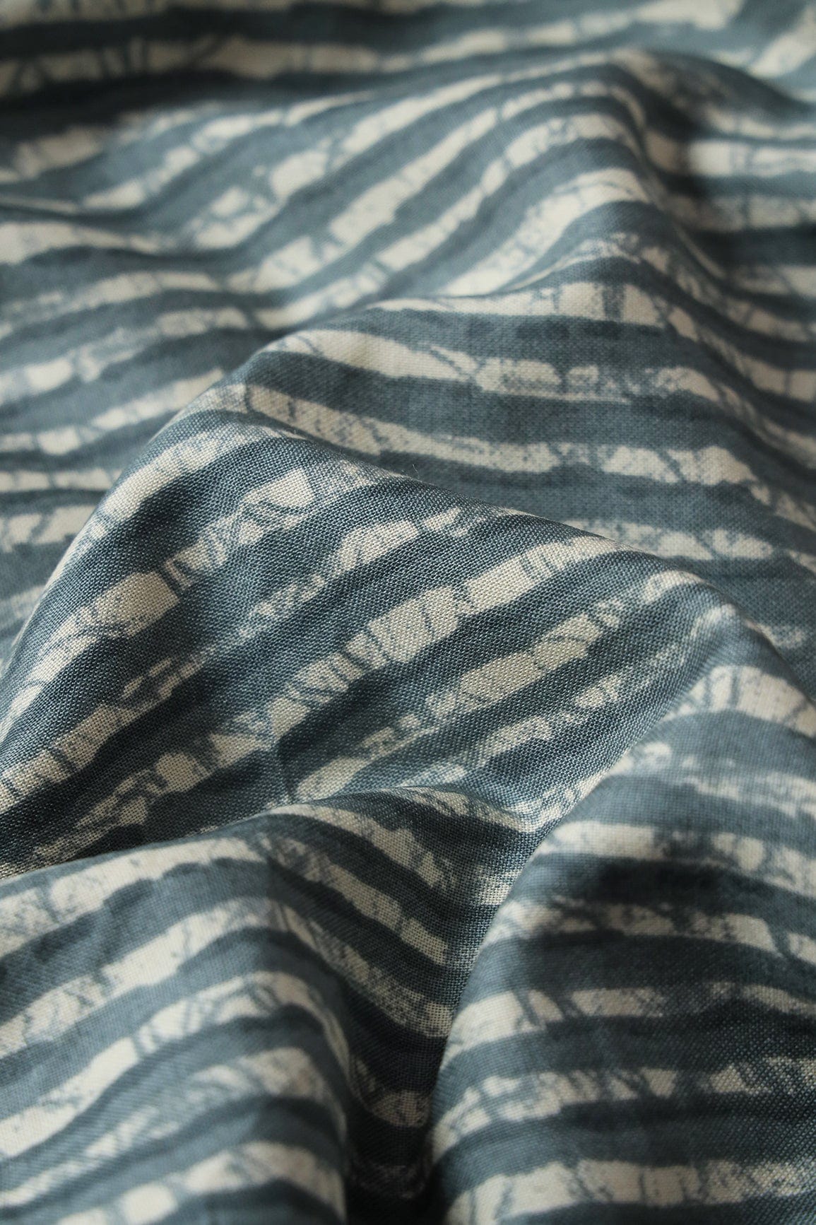 Grey And Cream Stripes Print On Pure Rayon Fabric - doeraa