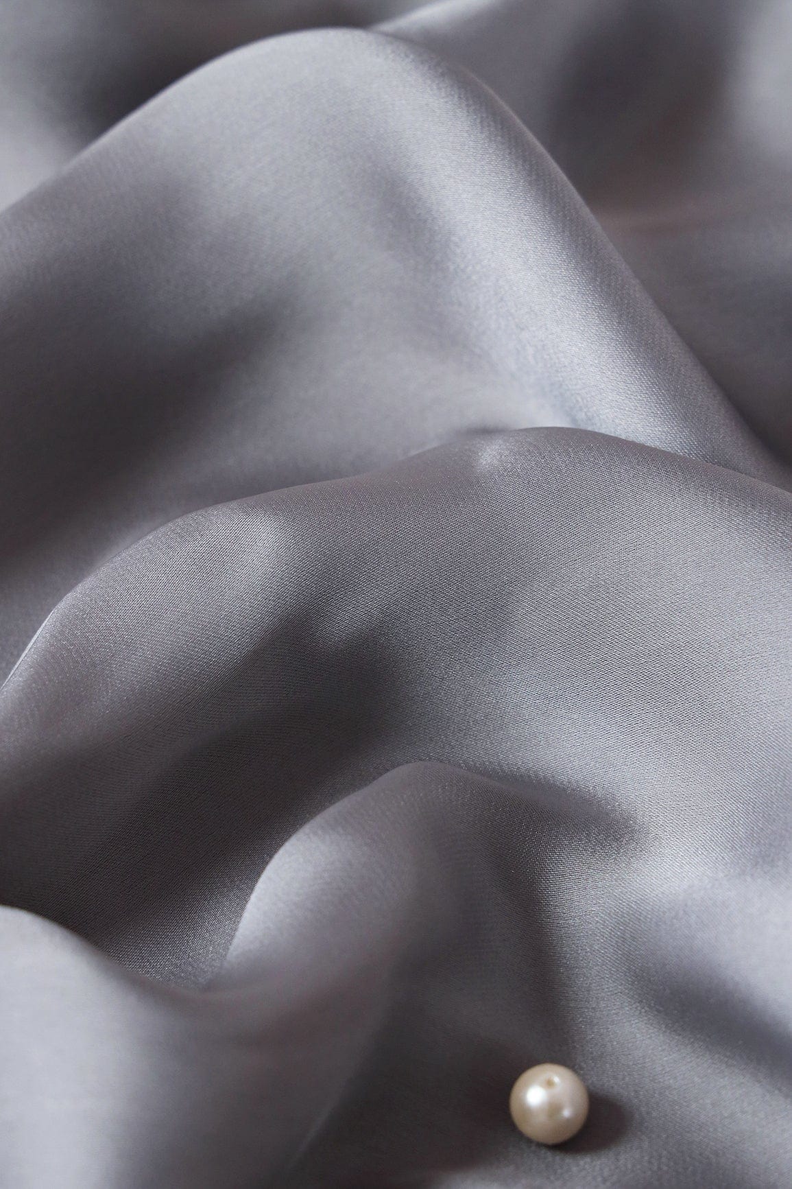 Grey Dyed Georgette Satin Fabric - doeraa