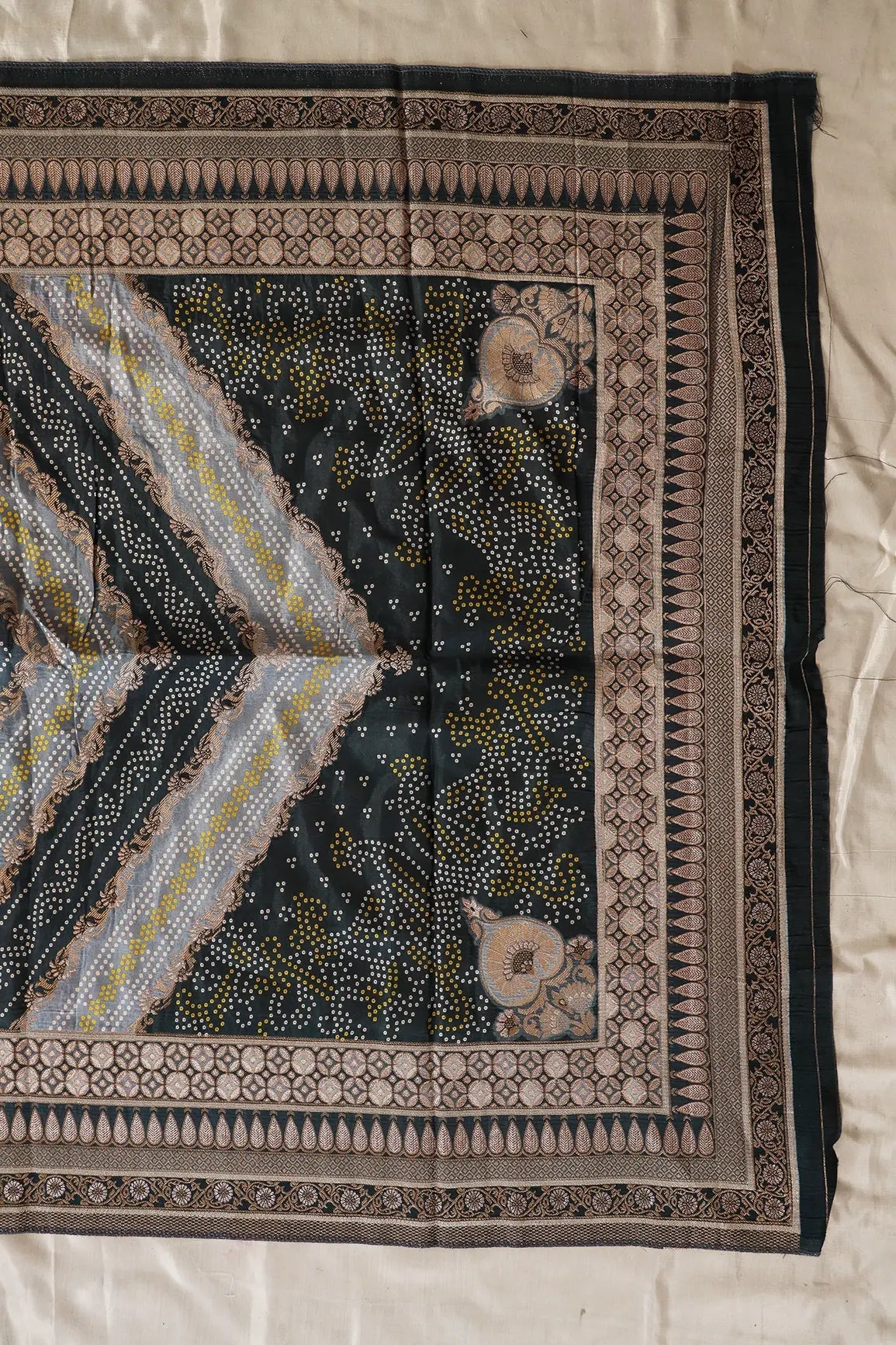 Grey Pure Viscose Dola Silk Jacquard Print Dupatta - doeraa