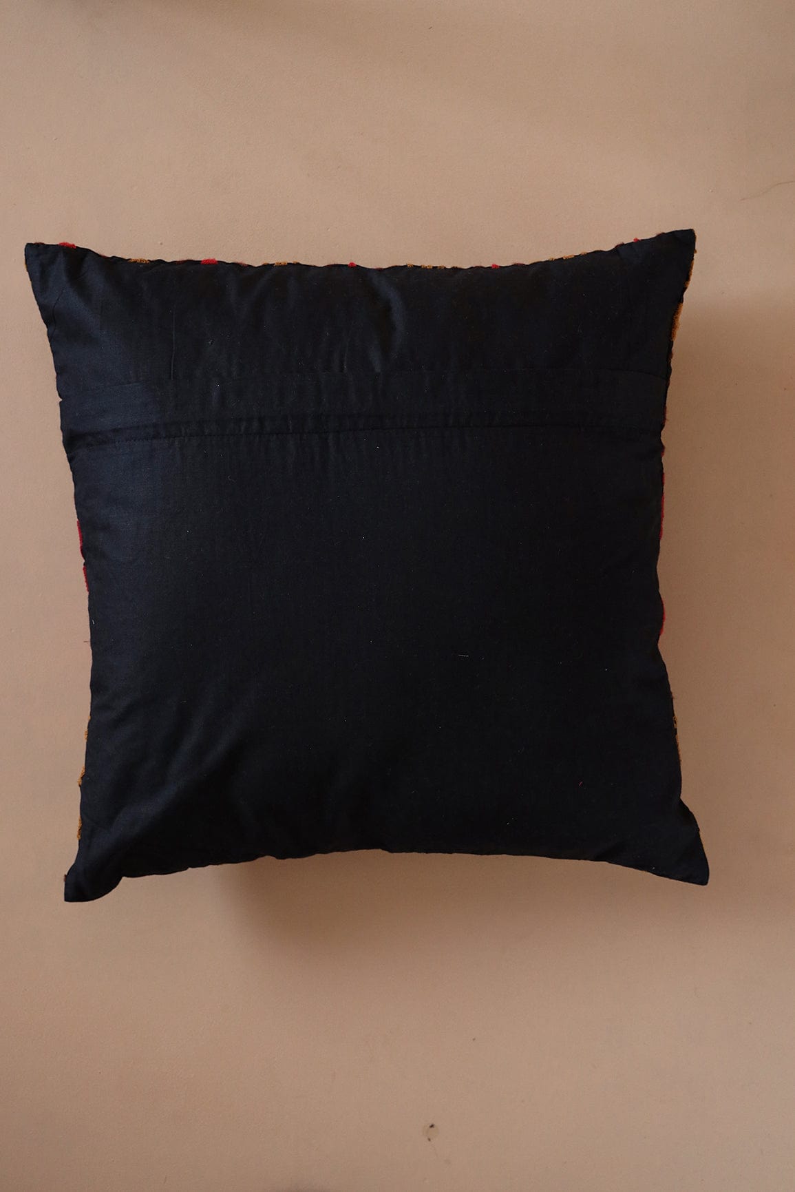 Heavy Artistic Embroidery on Black cotton Cushion Cover (16*16 inches) - doeraa