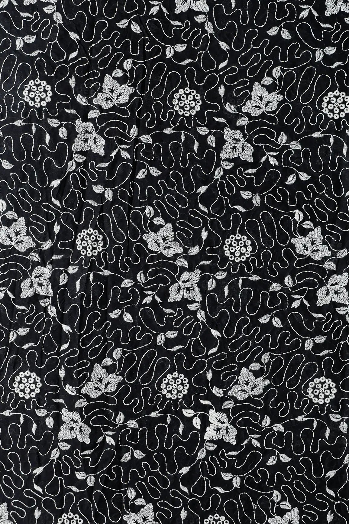 Heavy Boring Work With Beads Embroidery Design On Black Pure Mul Cotton Fabric - doeraa