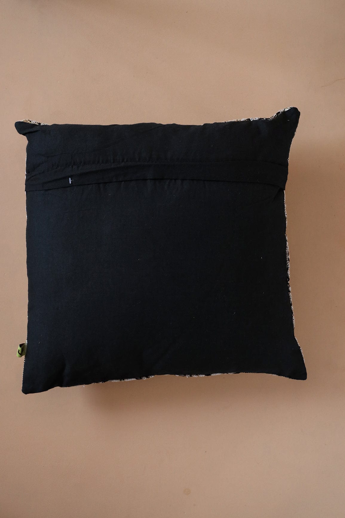 Heavy White Embroidery on Black cotton Cushion Cover (16*16 inches) - doeraa