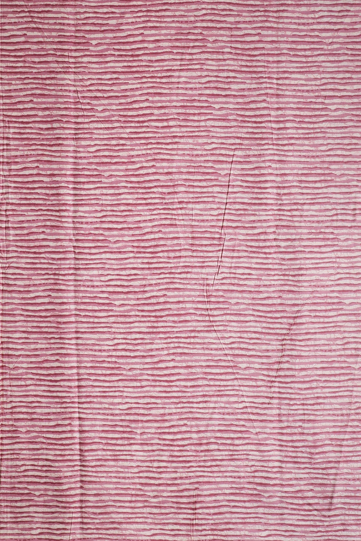 Lavender Pink And Cream Stripes Print On Pure Rayon Fabric - doeraa