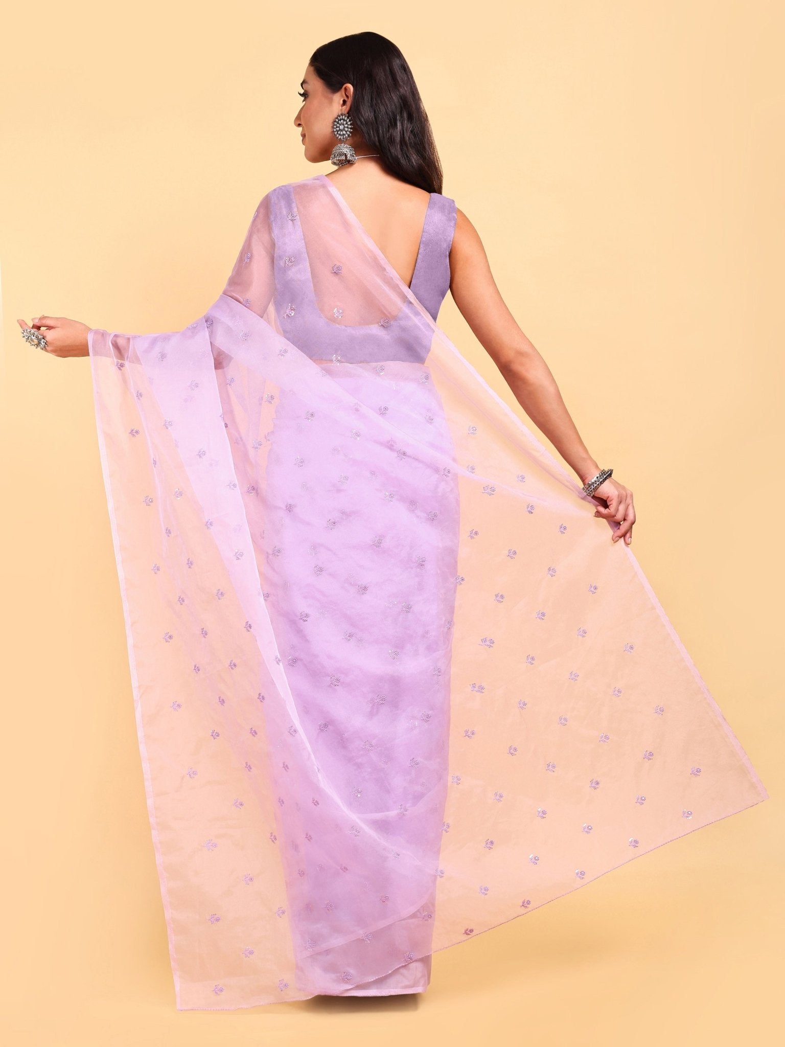 Lavender Saree Set (2 Piece) - doeraa