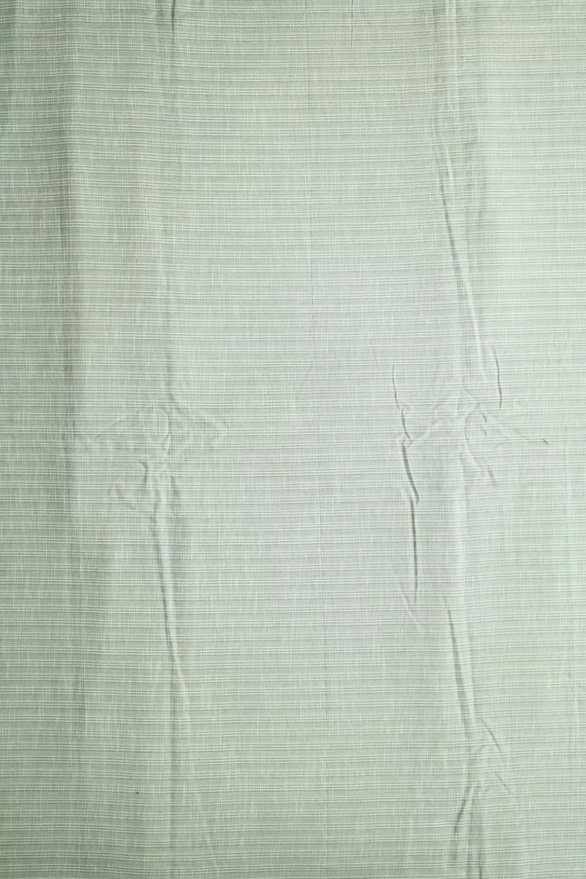 Light Olive And White Stripes Pattern Handwoven Organic Cotton Fabric - doeraa