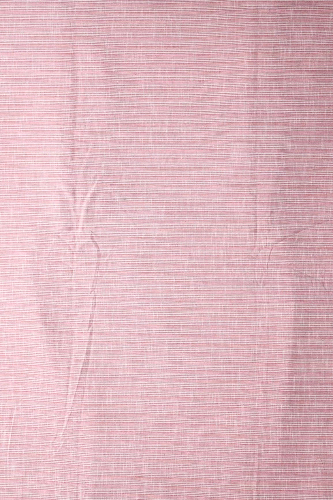 Light Pink And White Stripes Pattern Handwoven Organic Cotton Fabric - doeraa