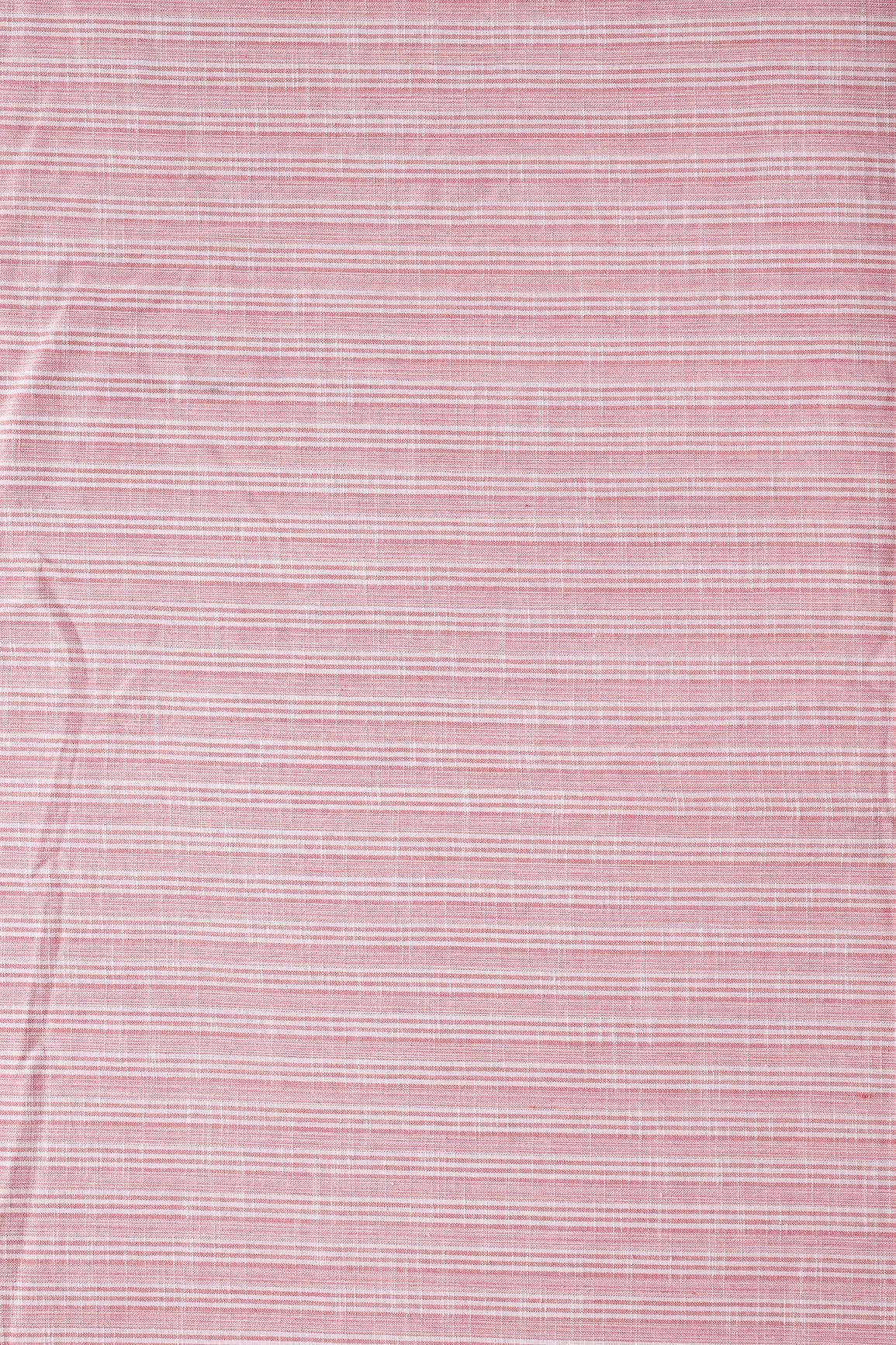 Light Pink And White Stripes Pattern Handwoven Organic Cotton Fabric - doeraa