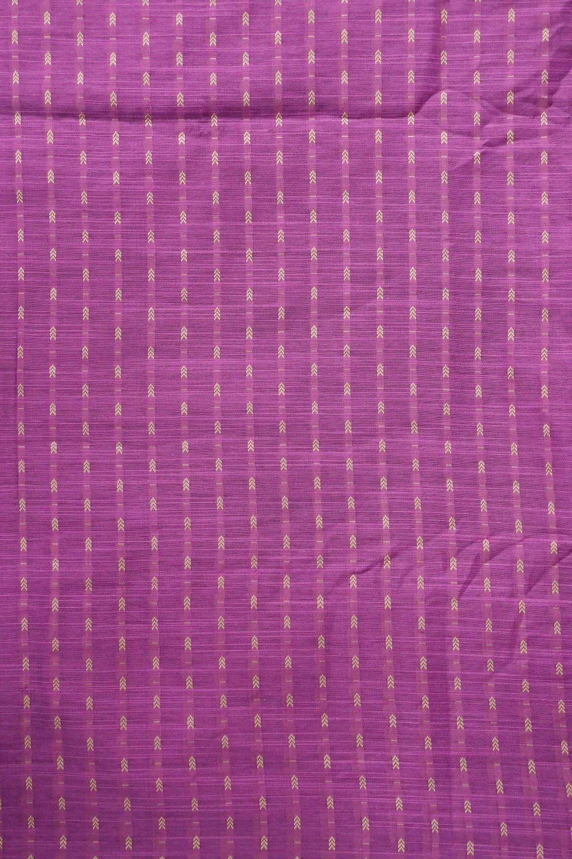 Lilac Purple And Beige Geometric Pattern Handwoven Two Tone Chanderi Silk Fabric - doeraa
