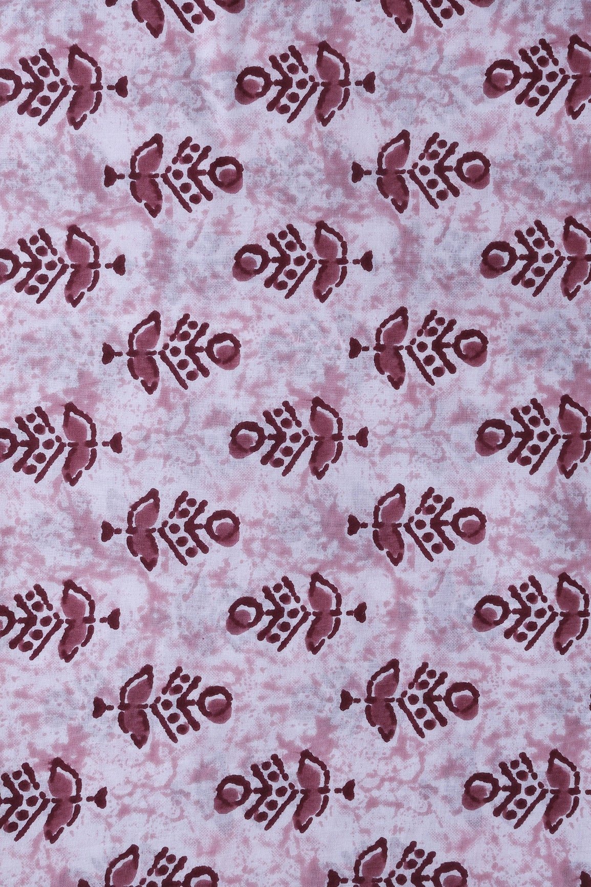 Maroon And Off White Floral Print On Pure Cotton Fabric - doeraa