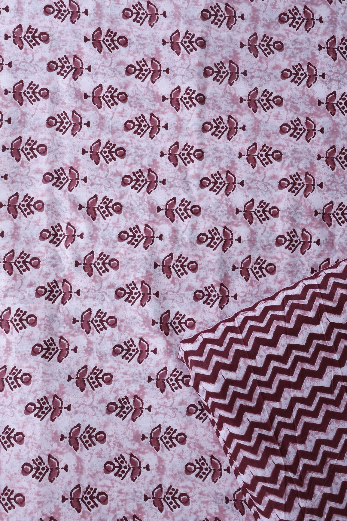 Maroon And Off White Pure Cotton Unstitched Suit Set (2 Piece) - doeraa