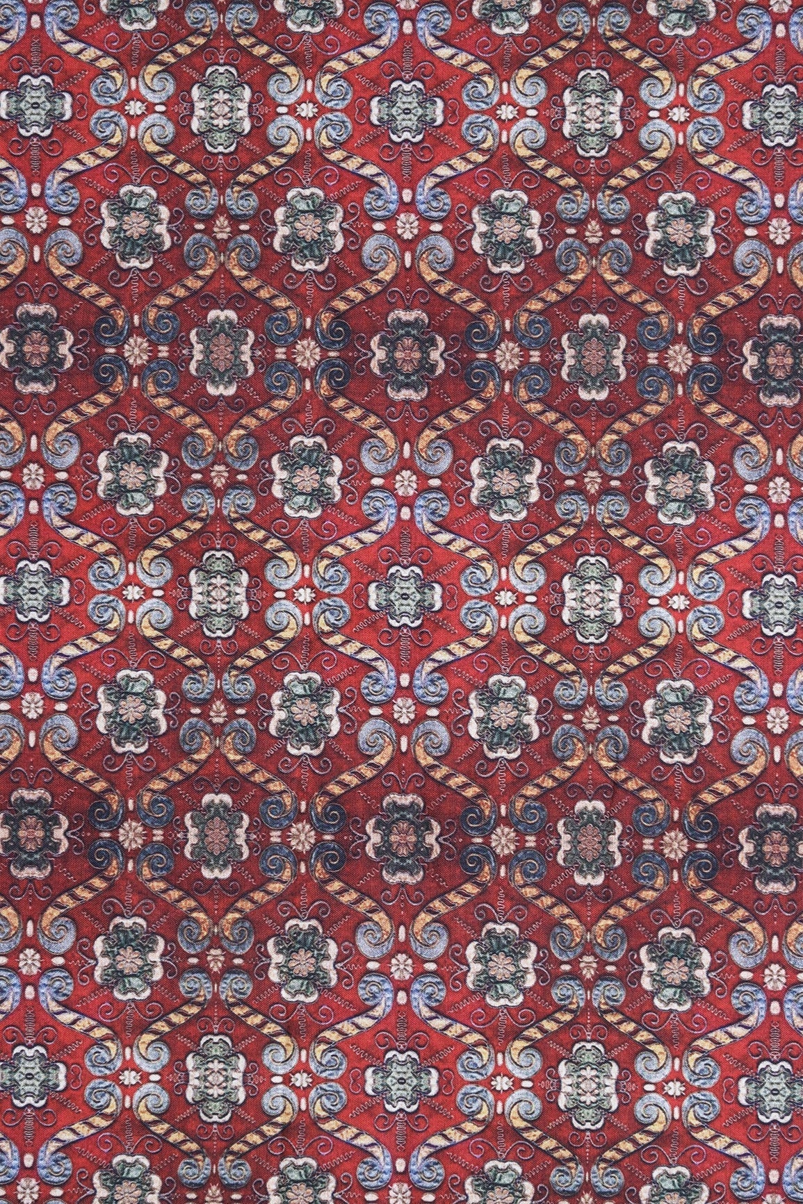 Maroon Trellis Pattern Digital Print On Heavy Multi Polyester Fabric - doeraa