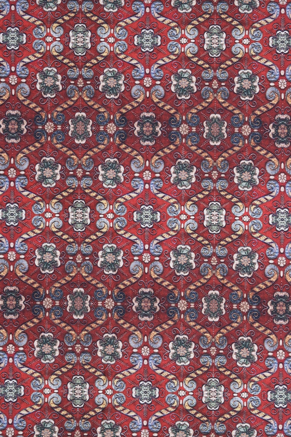 Maroon Trellis Pattern Digital Print On Mix Polyester Fabric - doeraa