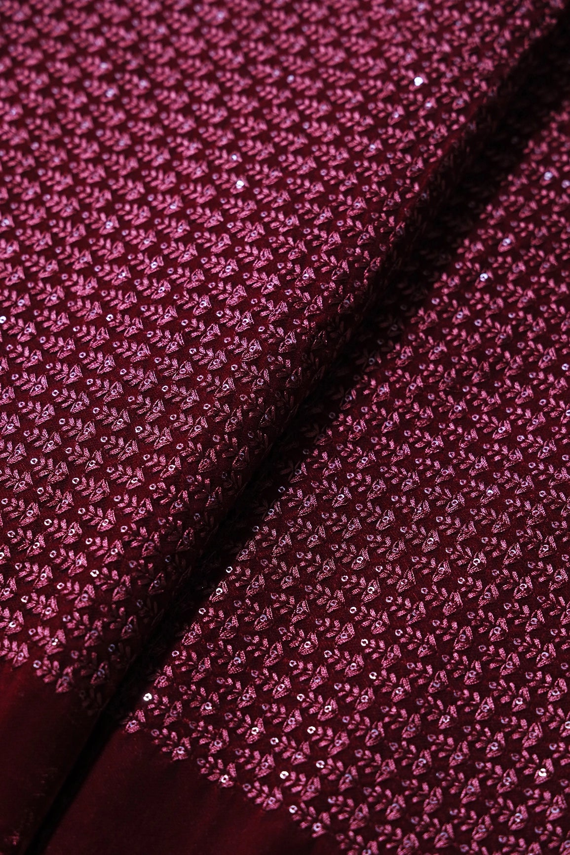 Maroon Unstitched Lehenga Set Fabric (3 Piece) - doeraa