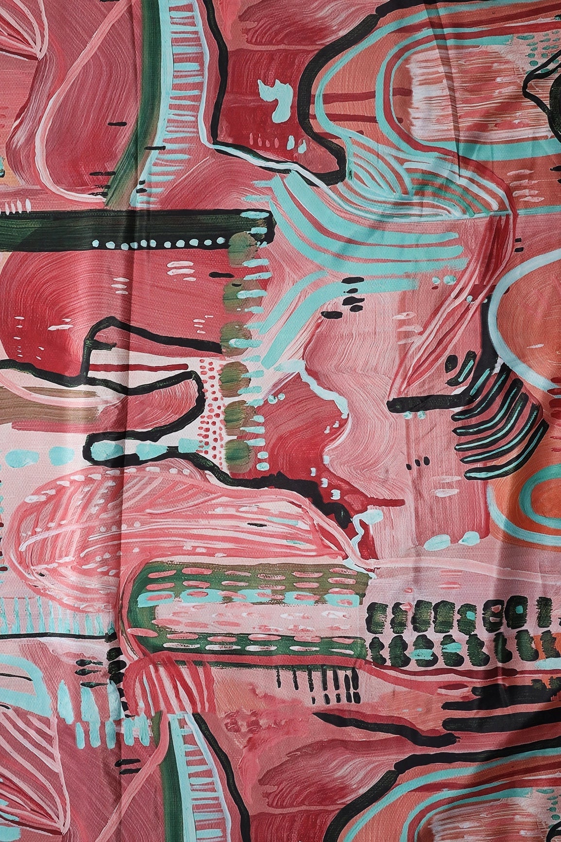 Multi Color Abstract Digital Print On Crepe Fabric - doeraa