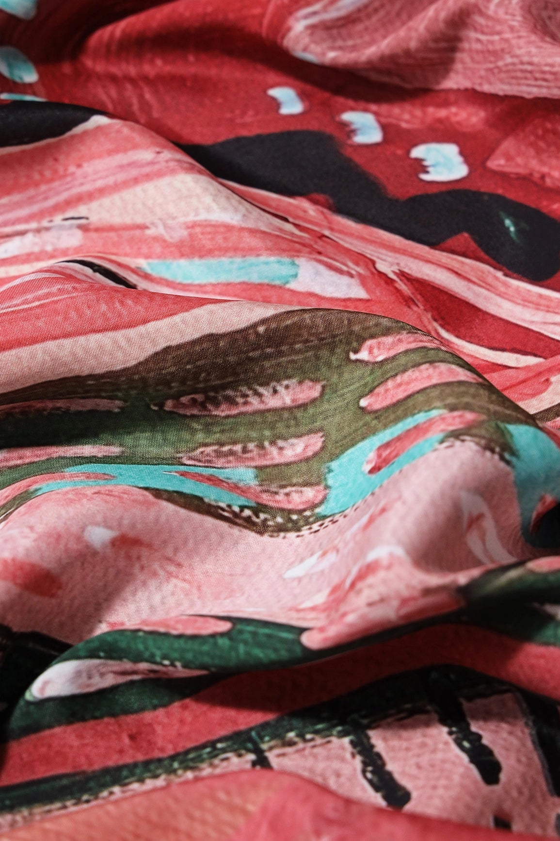 Multi Color Abstract Digital Print On Crepe Fabric - doeraa